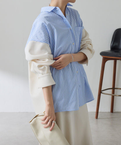 【冬季可穿】拼接設計襯衫