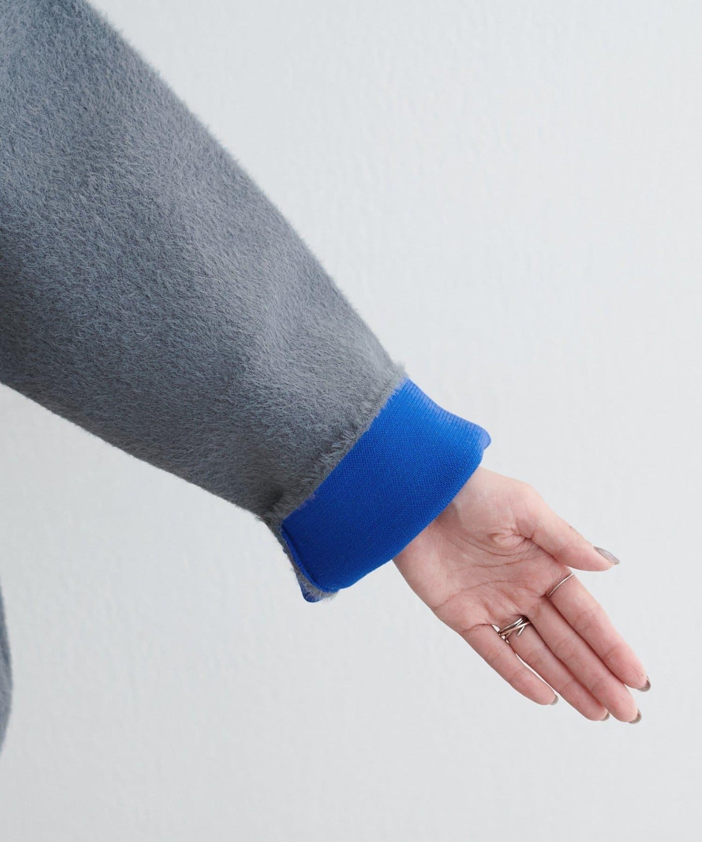 仿貂毛觸感長絨針織開衫