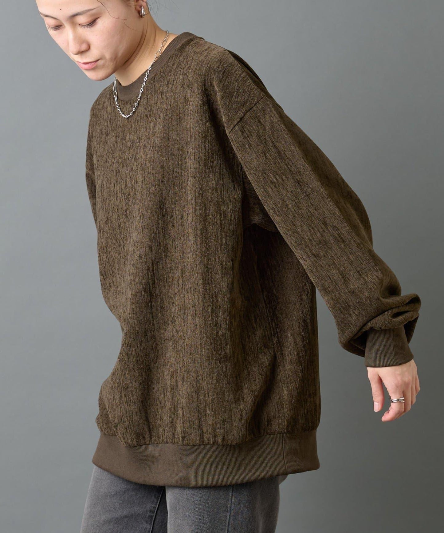 漸變色毛圈圓領套頭衫