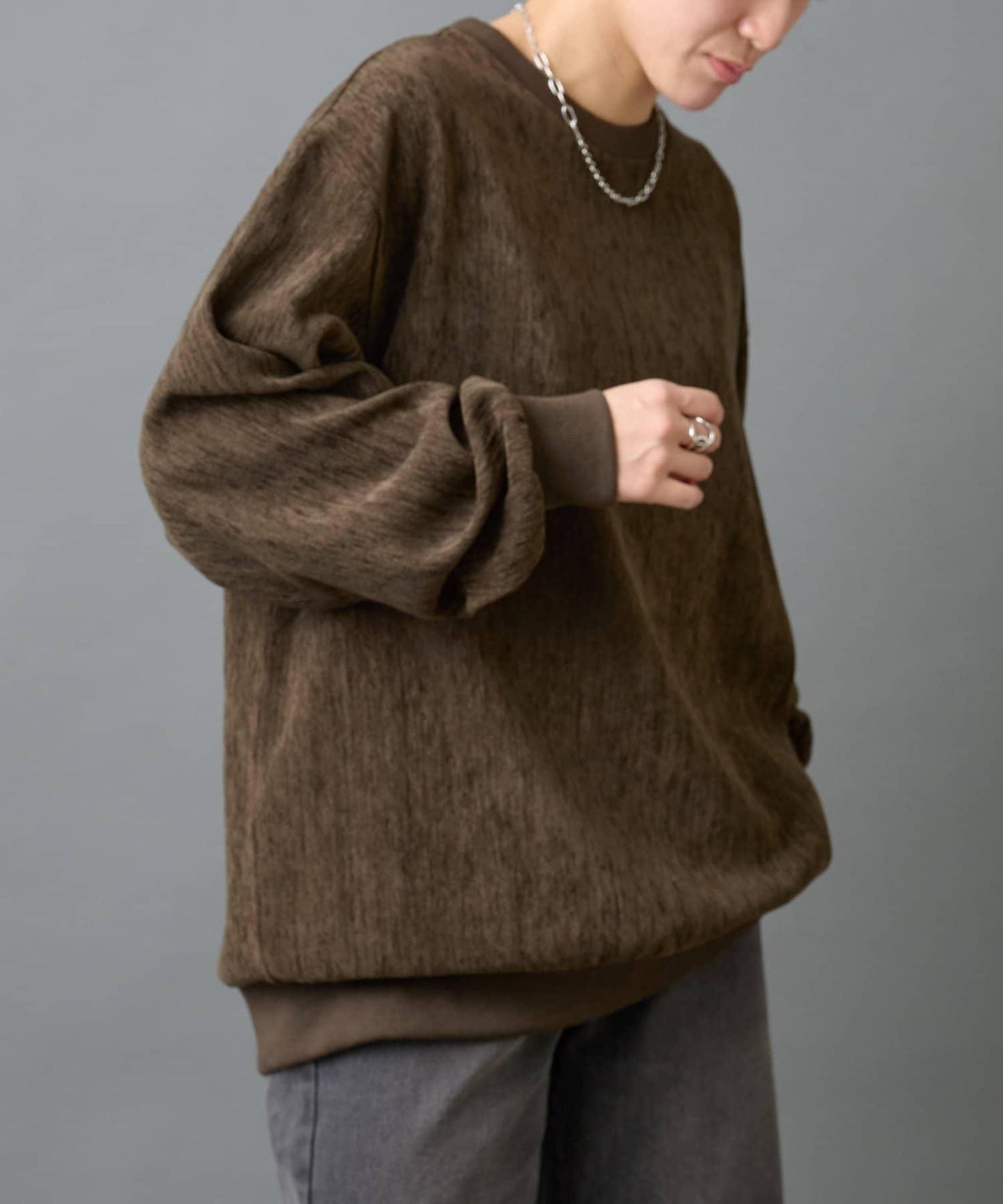 漸變色毛圈圓領套頭衫