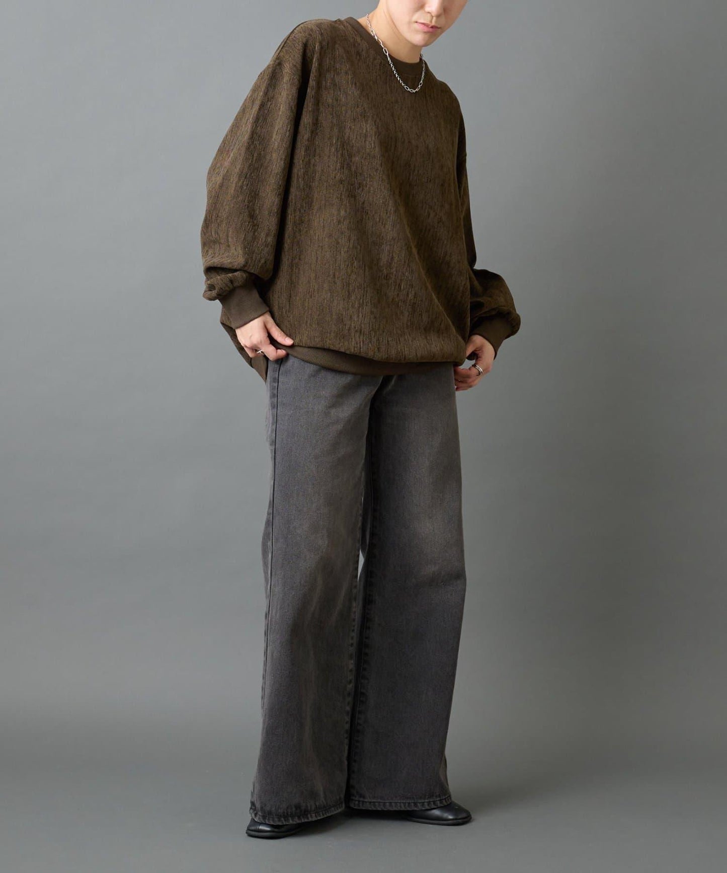 漸變色毛圈圓領套頭衫