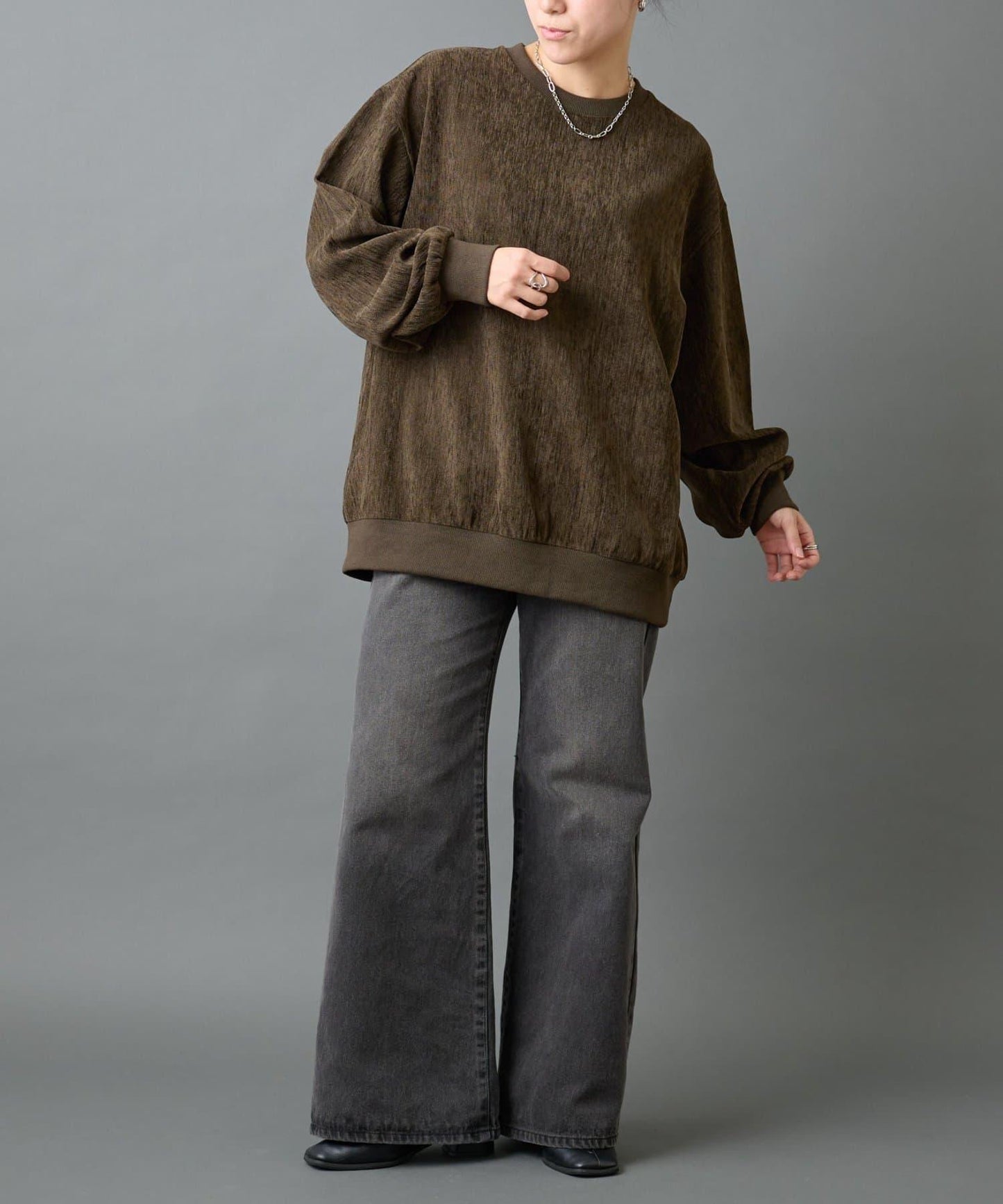 漸變色毛圈圓領套頭衫