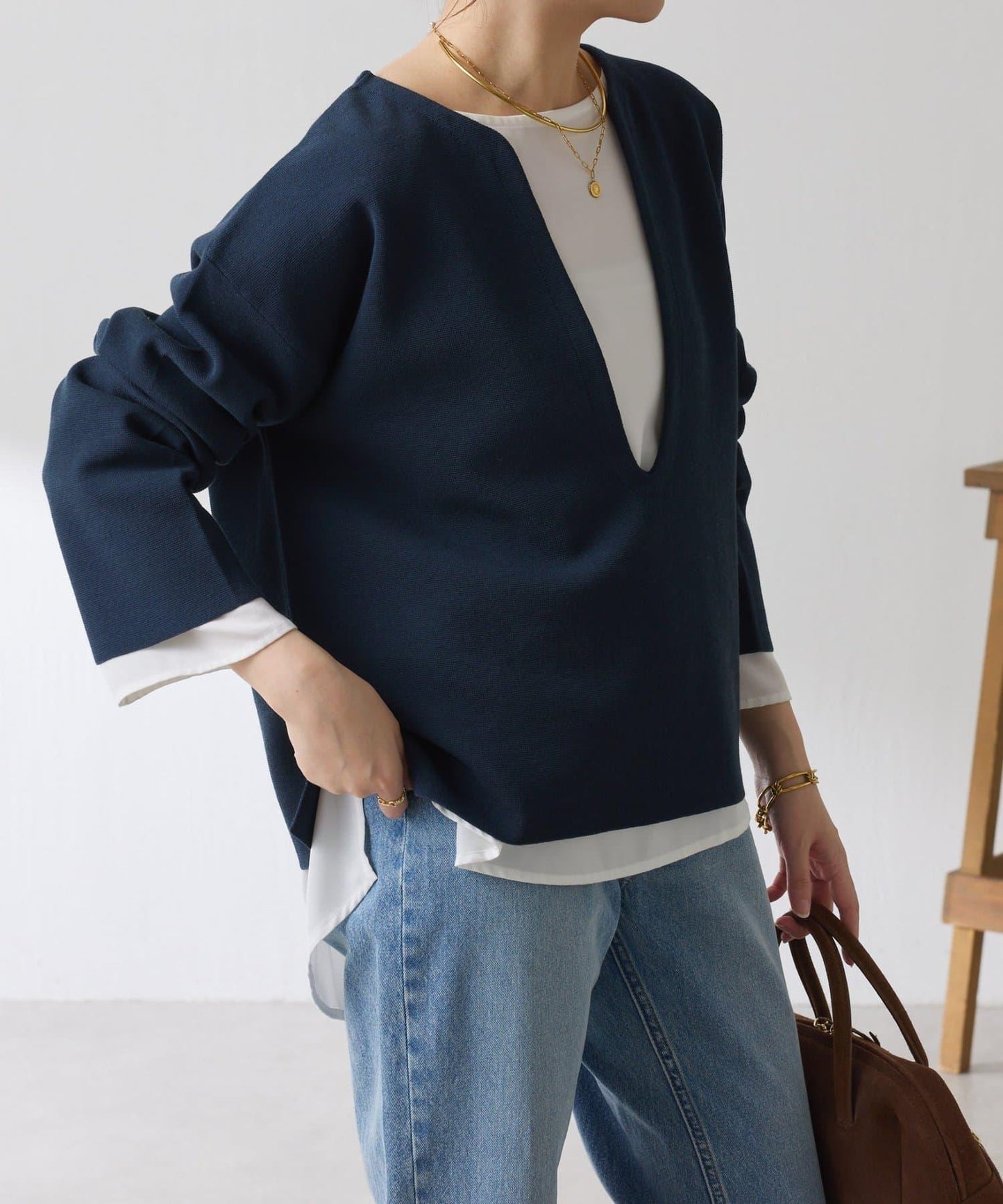 【顯瘦◎】V領巴斯克針織衫