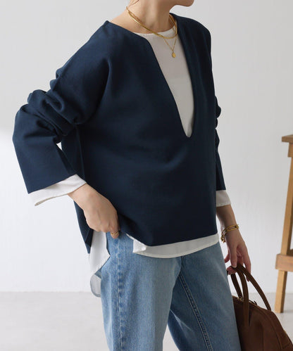 【顯瘦◎】V領巴斯克針織衫