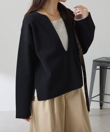 【顯瘦◎】V領巴斯克針織衫