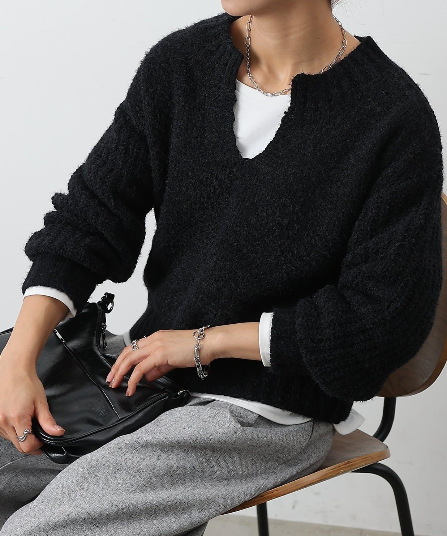 燈芯絨羽毛圖案針織開領衫