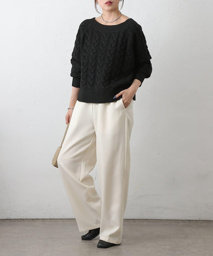 加絨麻花針織套頭衫