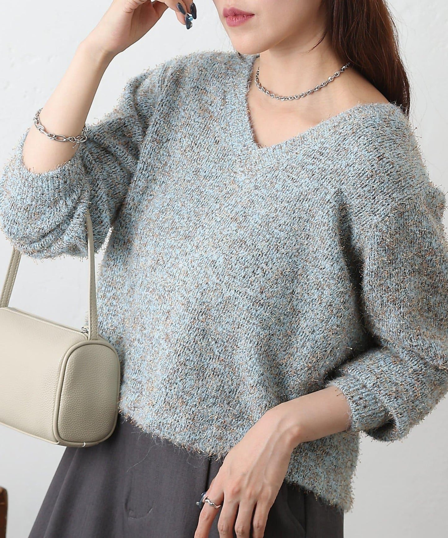 混紡紗線2WAY針織套頭衫