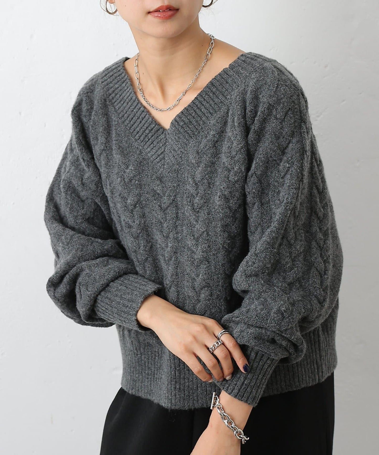 加絨麻花針織套頭衫