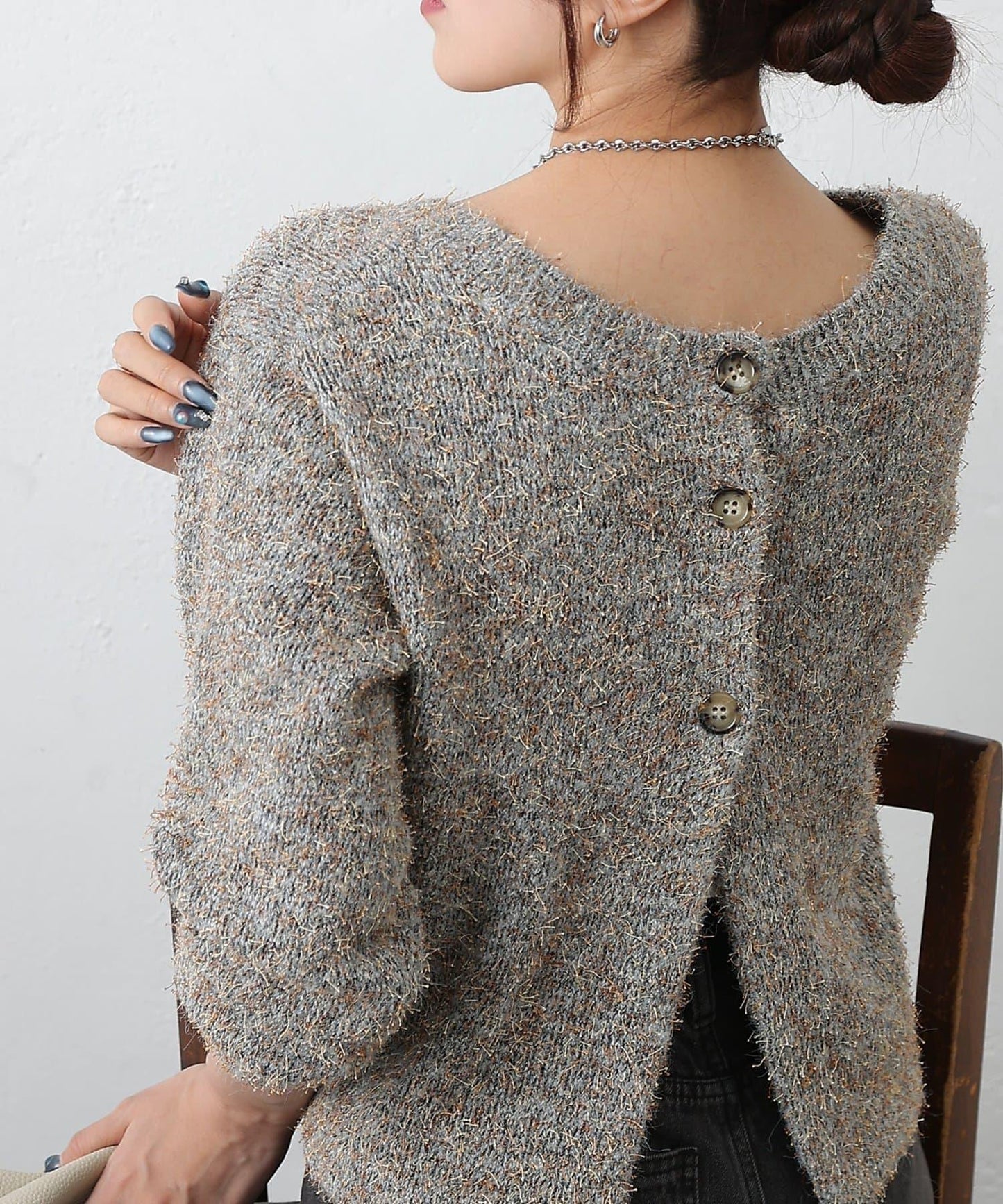 混紡紗線2WAY針織套頭衫