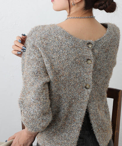 混紡紗線2WAY針織套頭衫