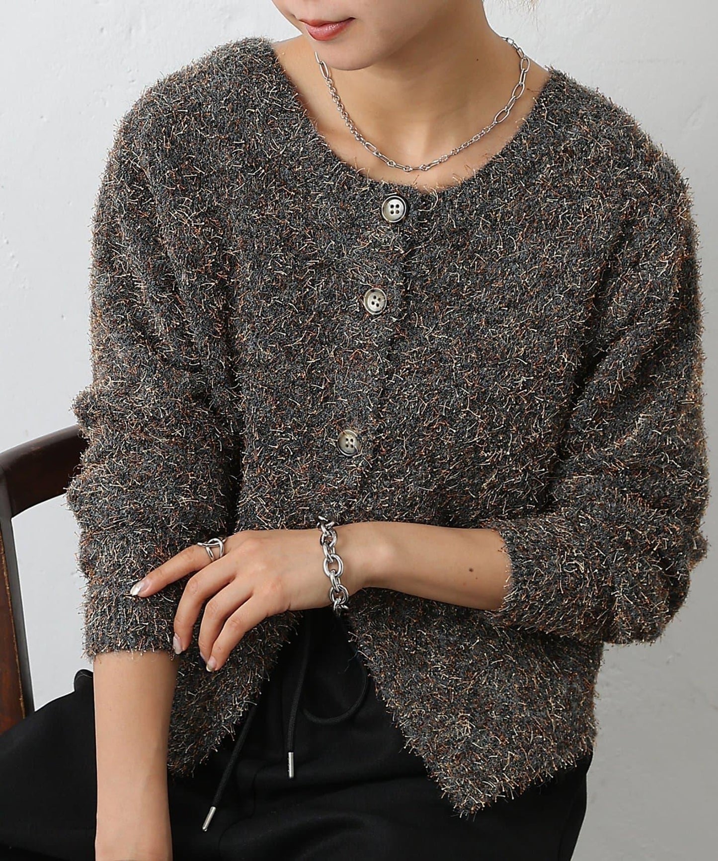 混紡紗線2WAY針織套頭衫