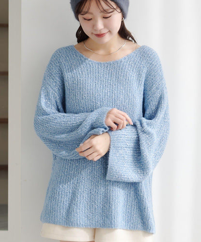 【純色&條紋/前後兩穿】繫帶寬鬆針織衫