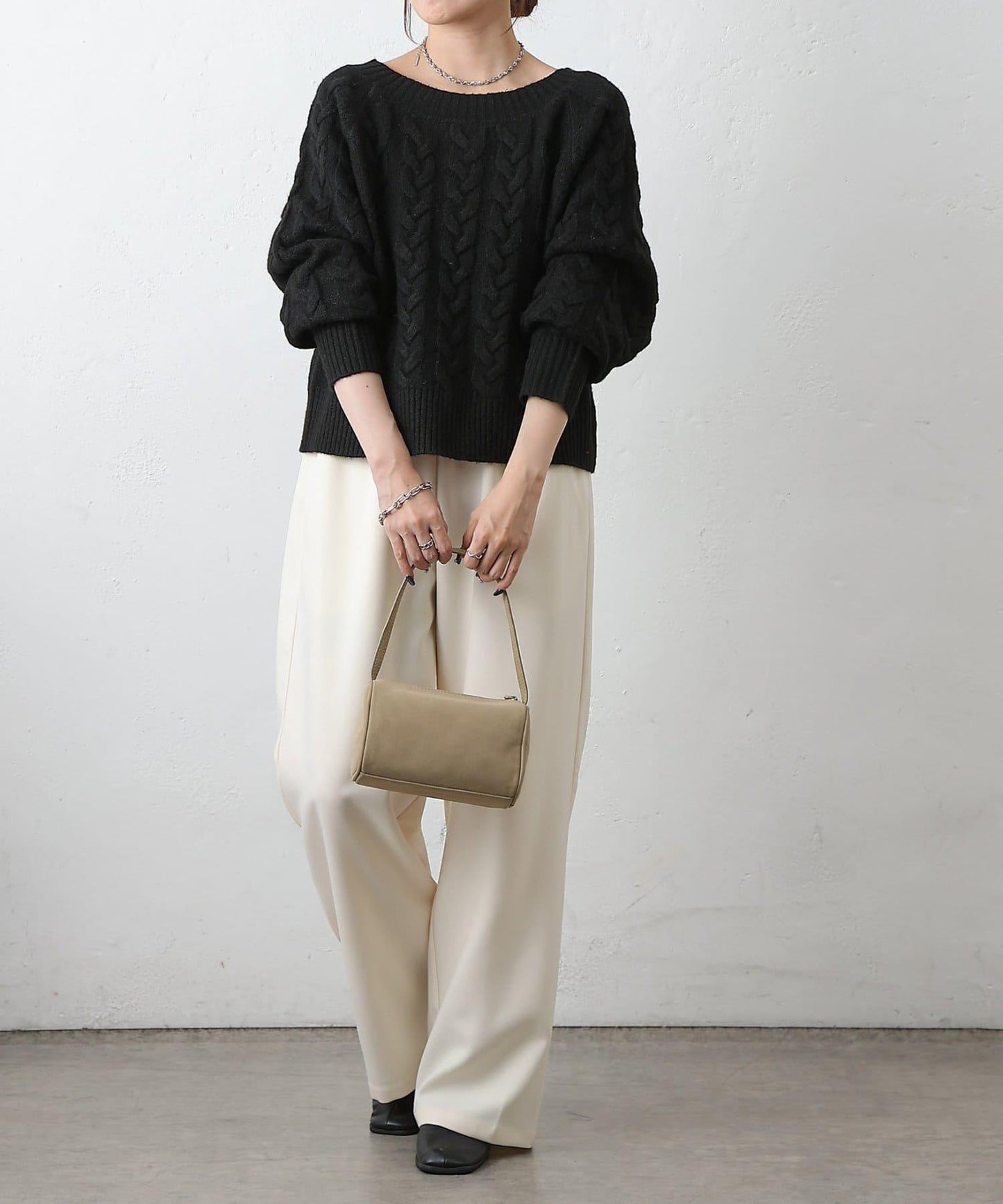 加絨麻花針織套頭衫