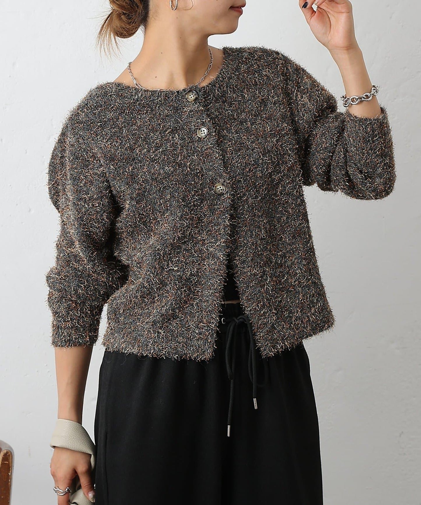 混紡紗線2WAY針織套頭衫