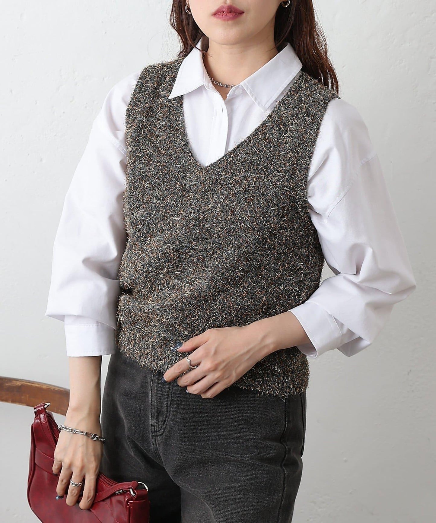 混紡紗線針織背心