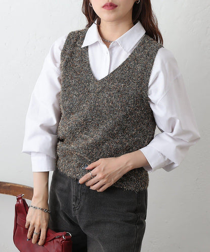 混紡紗線針織背心
