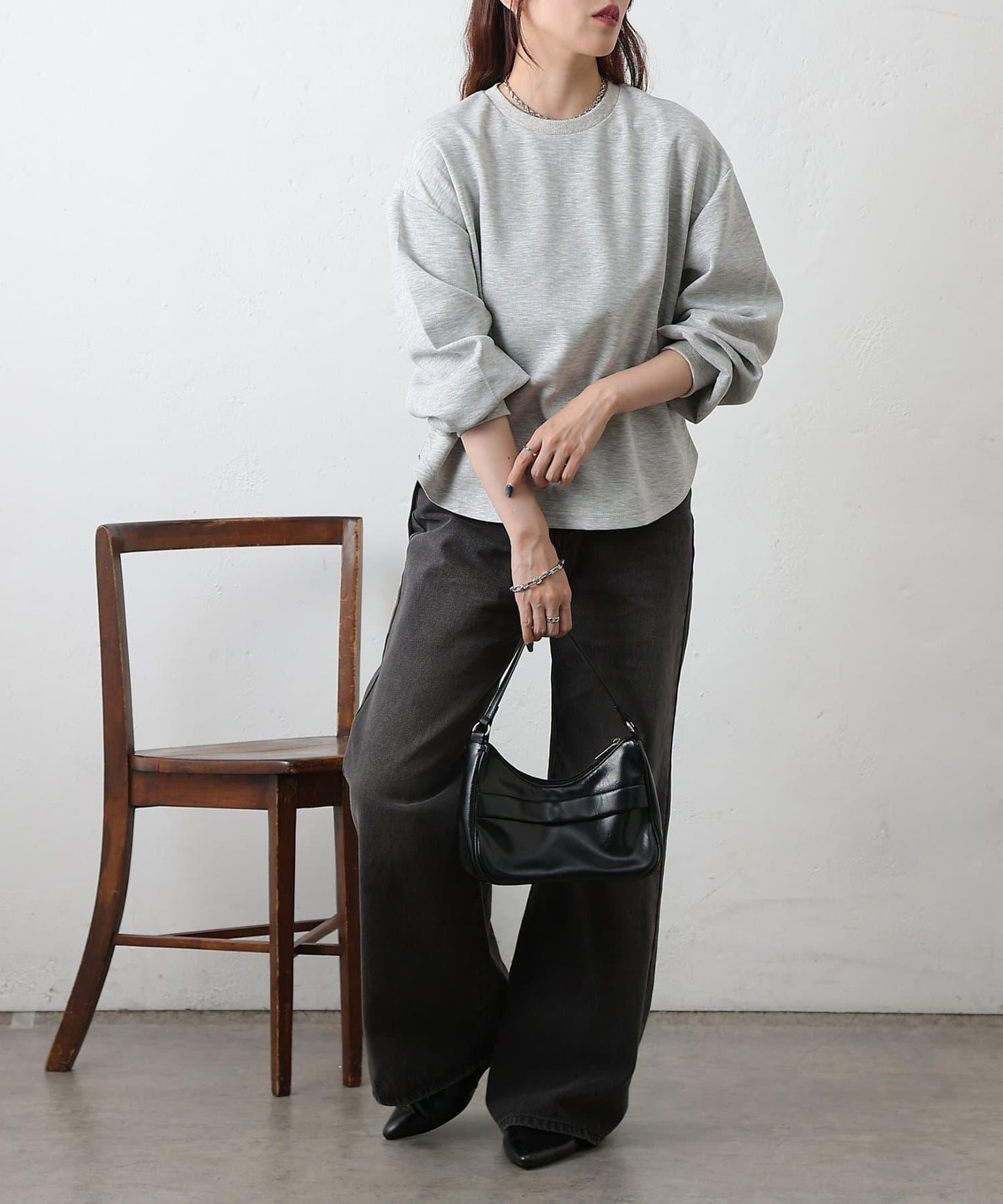 箱型背部拉鍊套頭衫