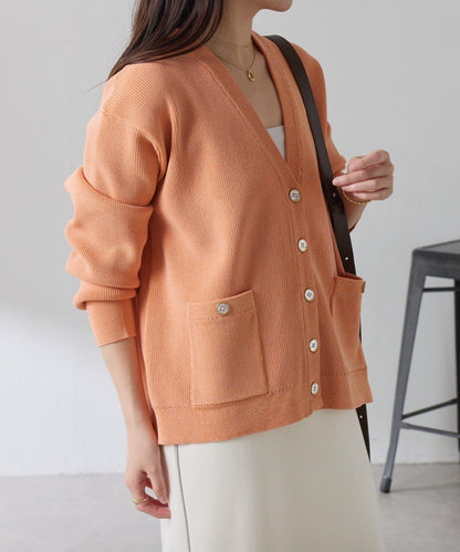 【腰部遮蓋】亮面紐扣開衫