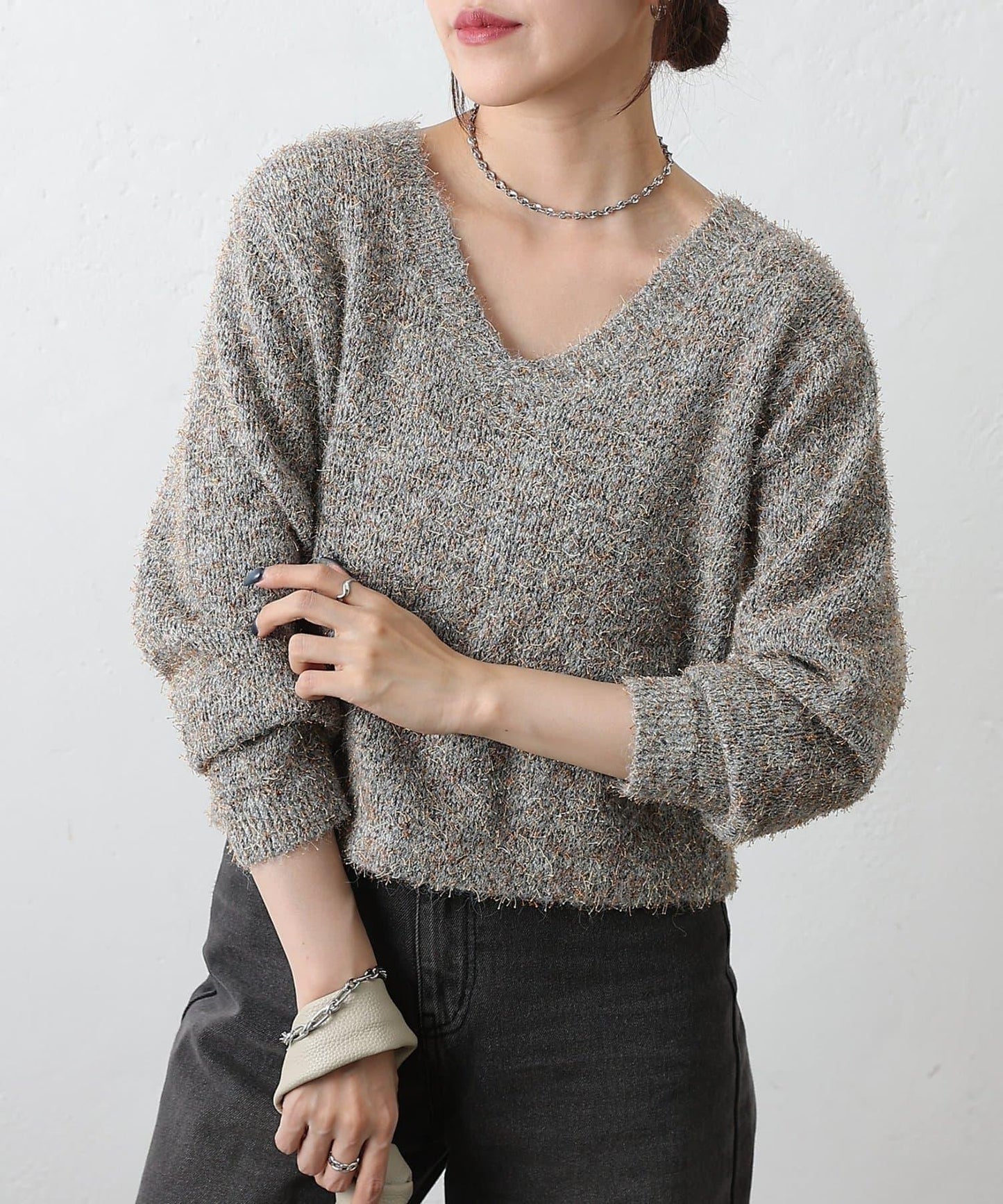 混紡紗線2WAY針織套頭衫