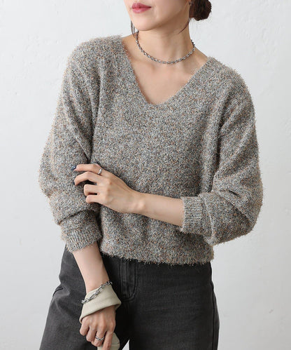 混紡紗線2WAY針織套頭衫