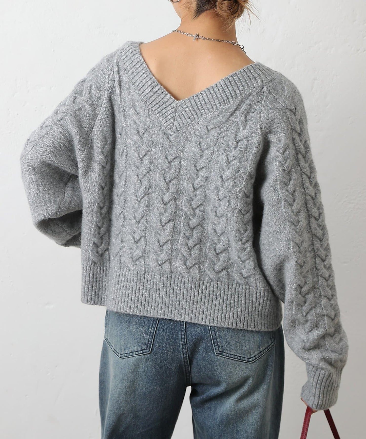 加絨麻花針織套頭衫