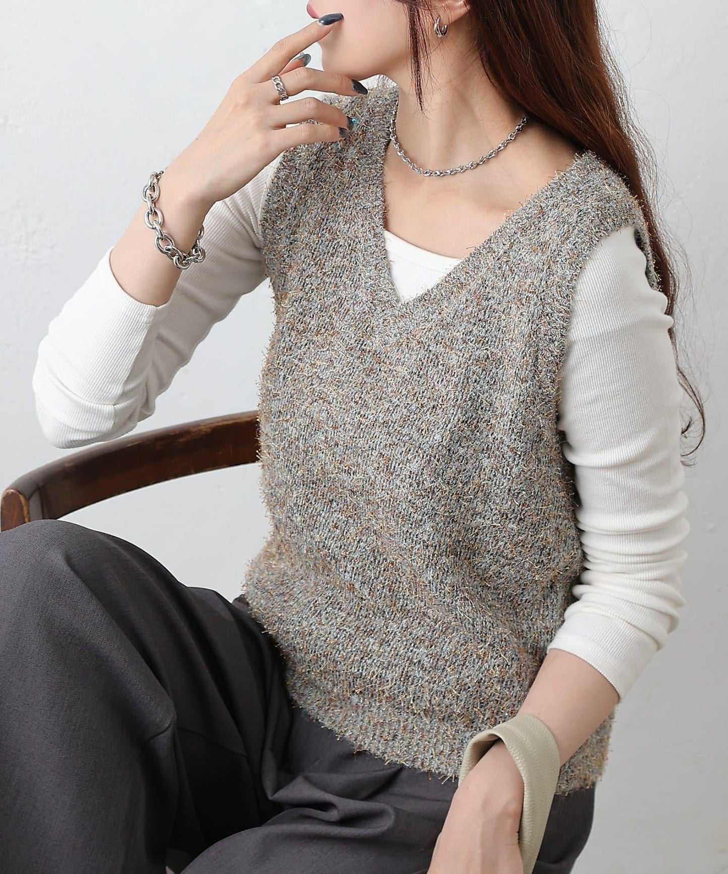 混紡紗線針織背心