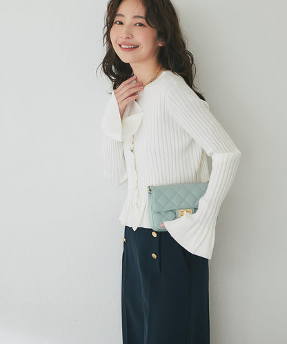 荷葉邊羅紋針織開衫