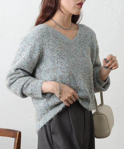 混紡紗線2WAY針織套頭衫