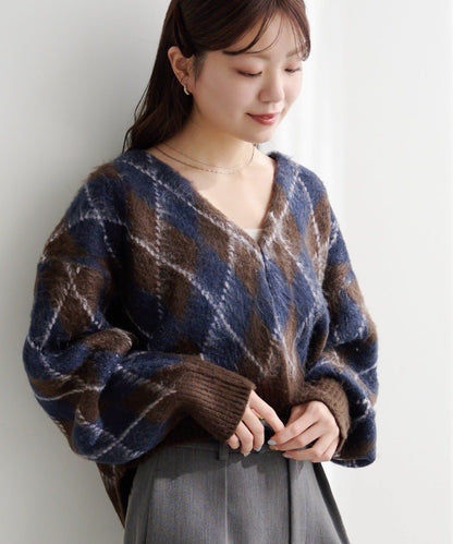 菱格絨面針織開衫