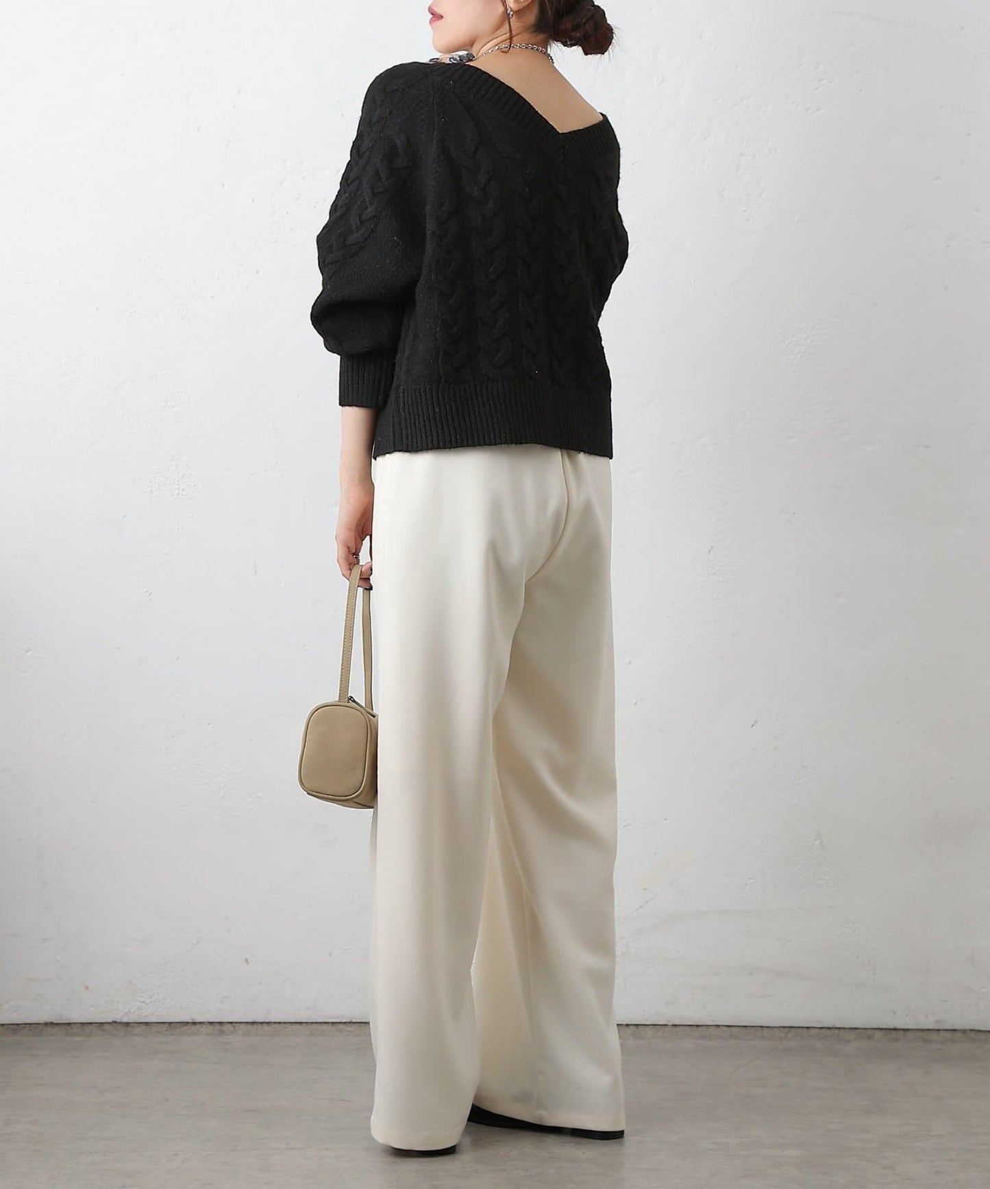 加絨麻花針織套頭衫