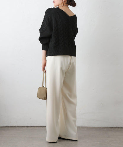 加絨麻花針織套頭衫