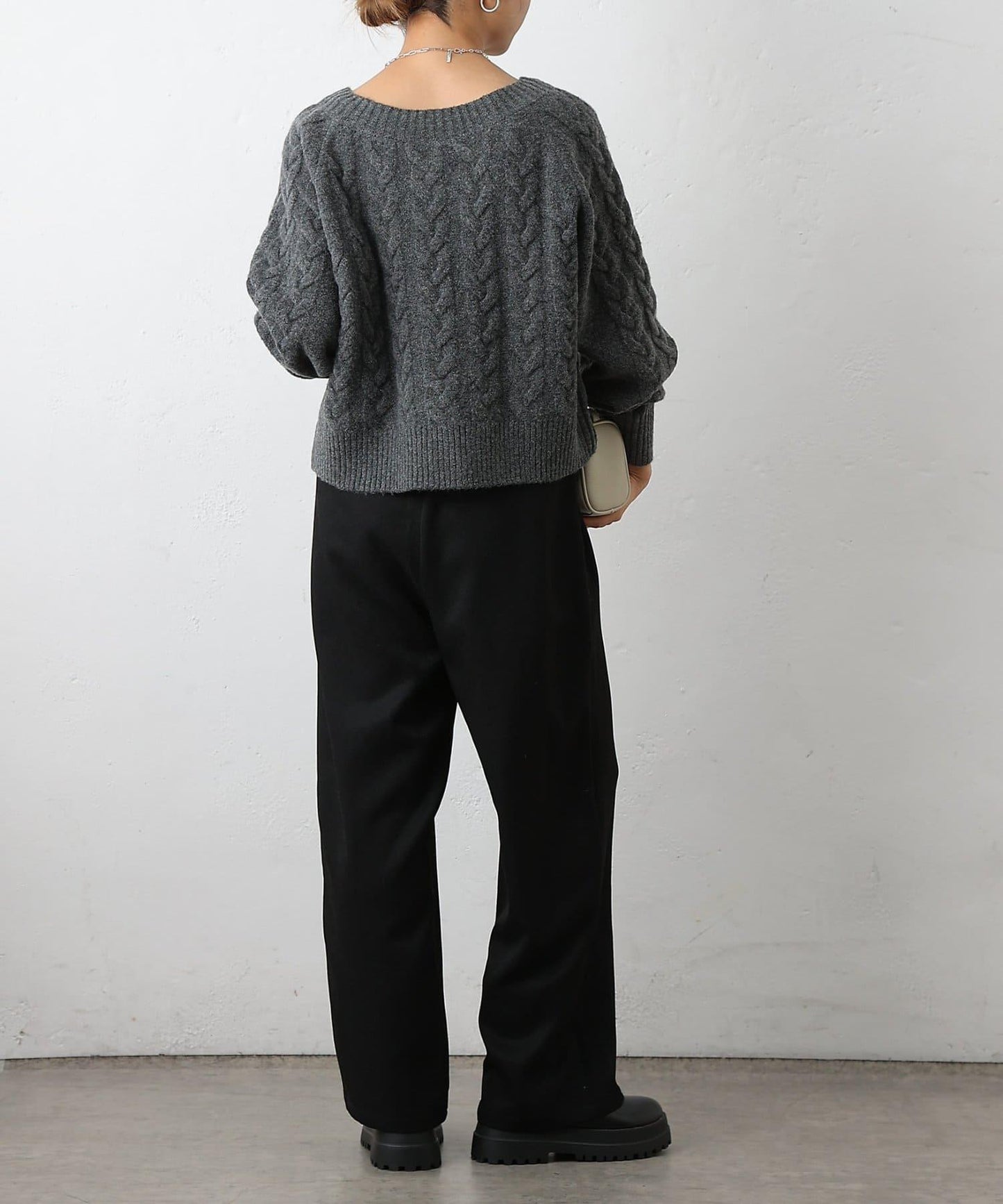 加絨麻花針織套頭衫