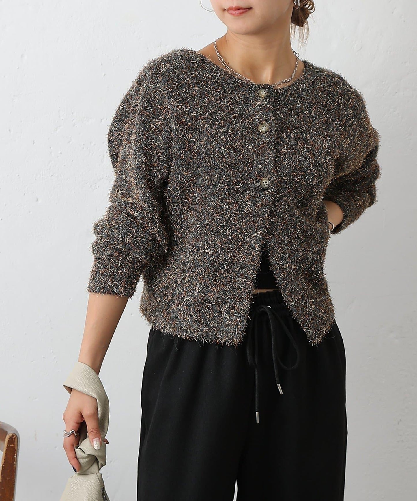 混紡紗線2WAY針織套頭衫