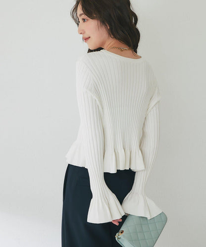 荷葉邊羅紋針織開衫