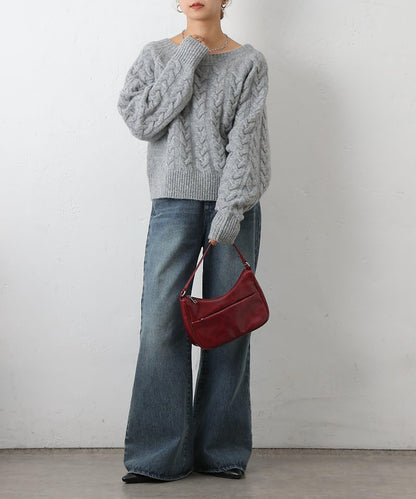 加絨麻花針織套頭衫