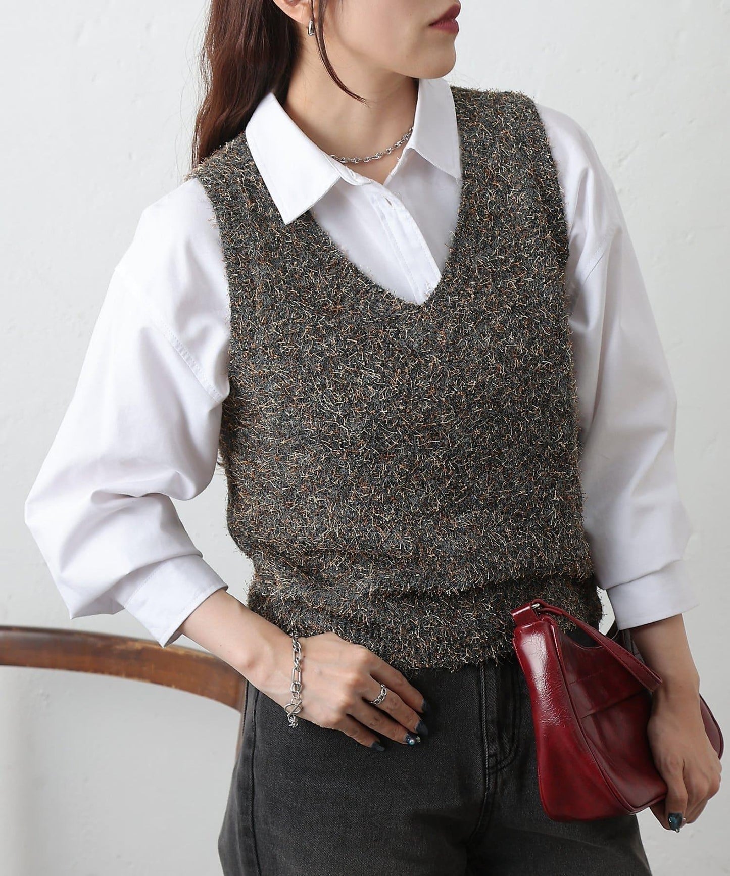混紡紗線針織背心