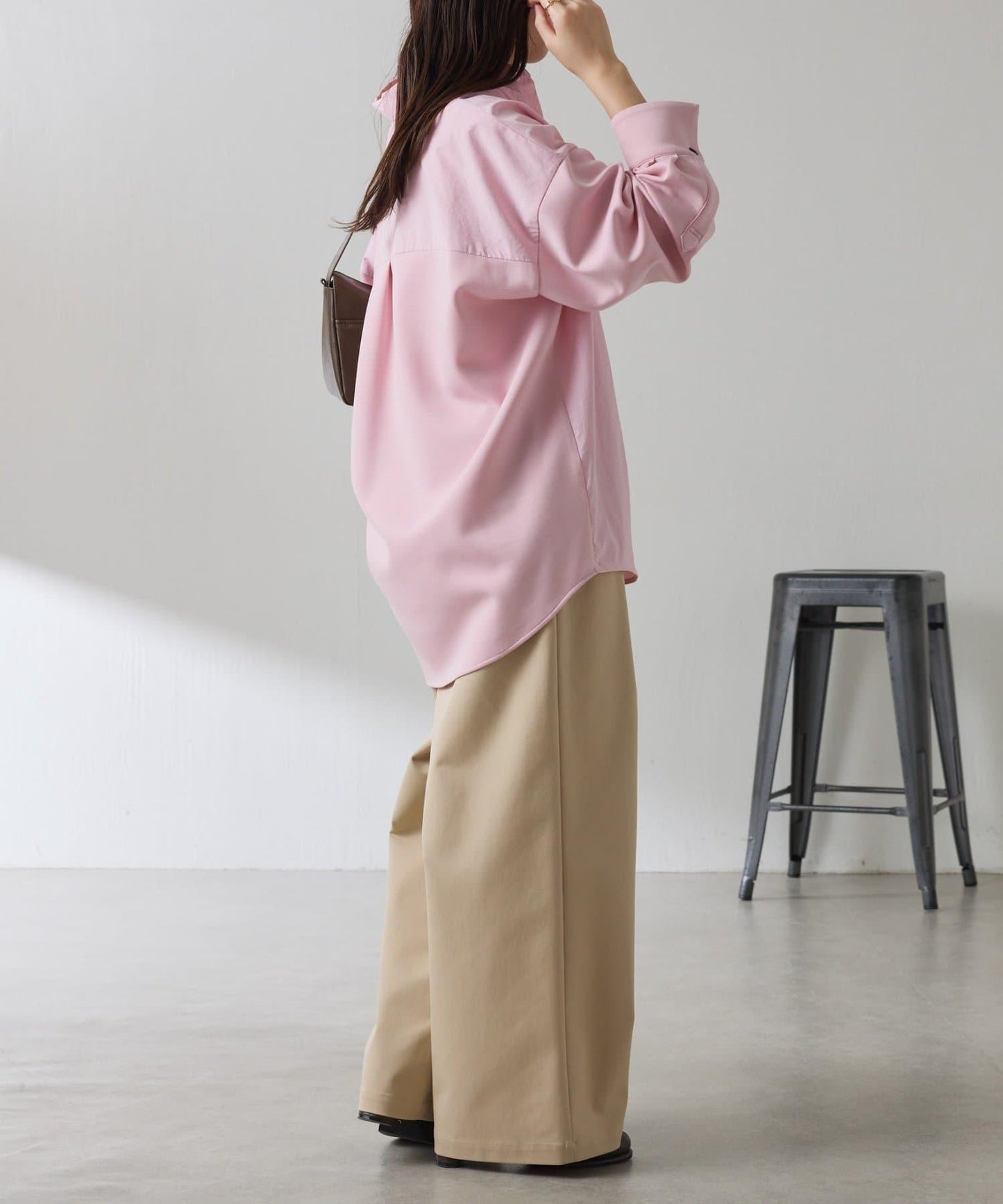 【美腿/腰部遮蓋】褶皺寬鬆工裝長褲