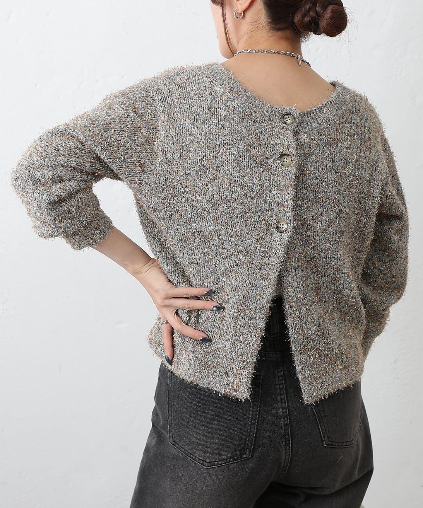 混紡紗線2WAY針織套頭衫