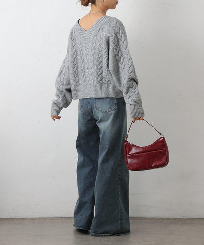 加絨麻花針織套頭衫