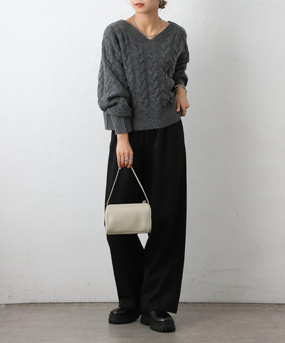 加絨麻花針織套頭衫