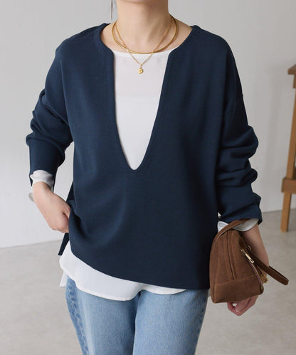 【顯瘦◎】V領巴斯克針織衫