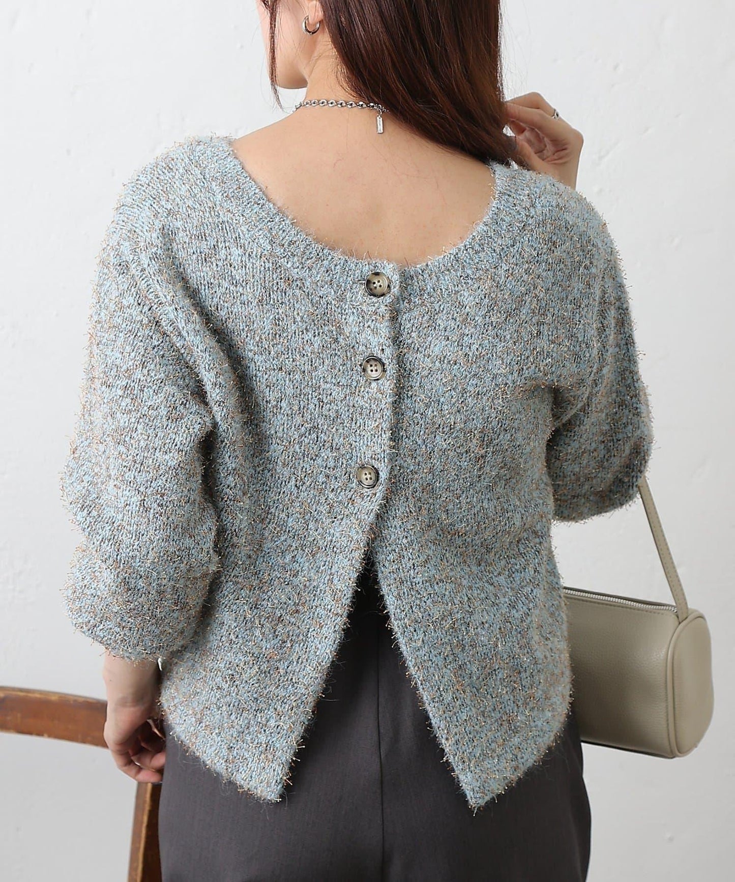 混紡紗線2WAY針織套頭衫