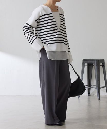 【顯瘦◎】V領巴斯克針織衫