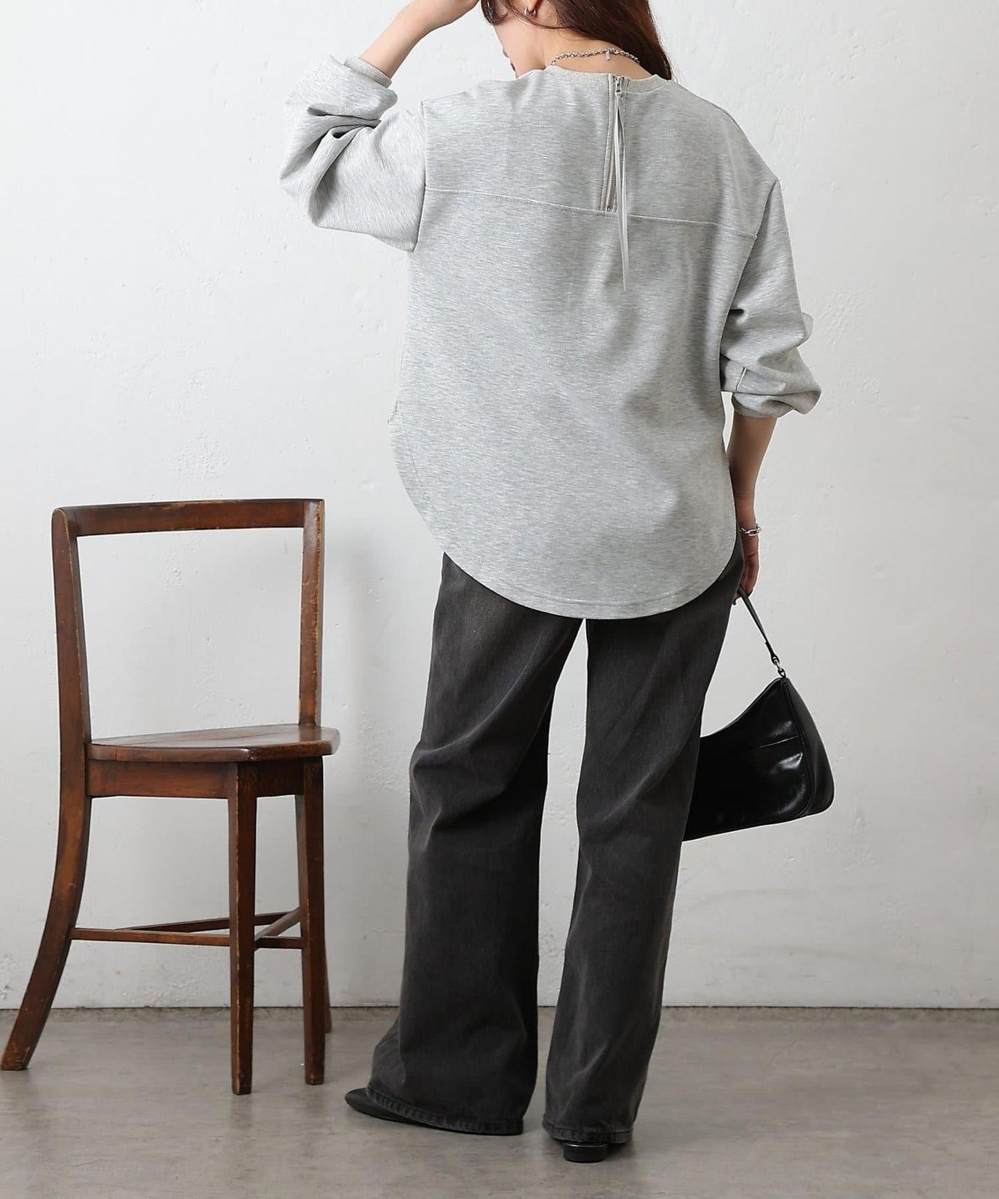 箱型背部拉鍊套頭衫