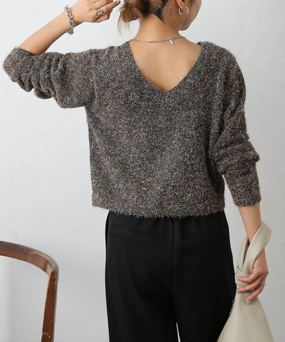 混紡紗線2WAY針織套頭衫