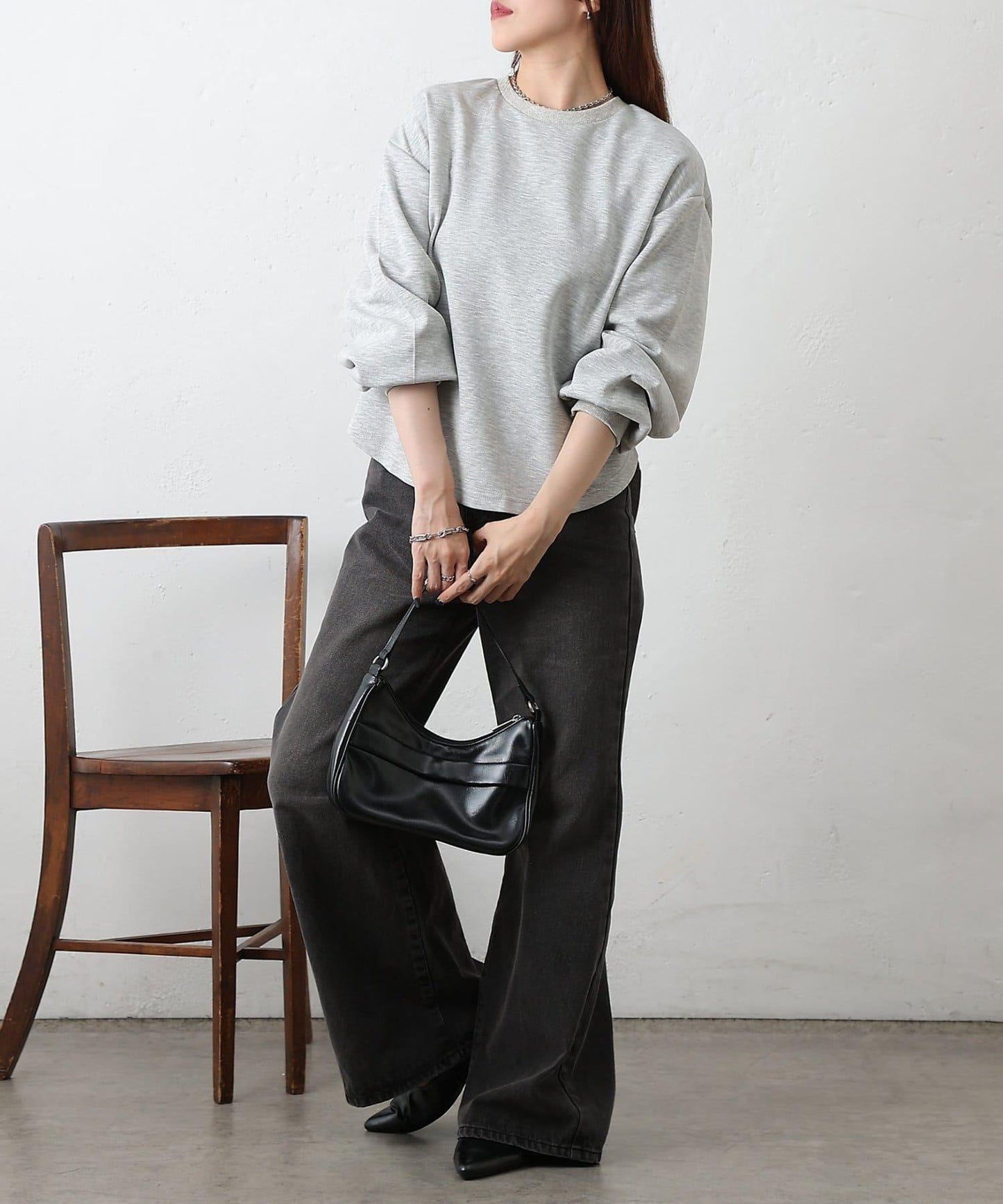 箱型背部拉鍊套頭衫