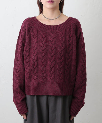 加絨麻花針織套頭衫