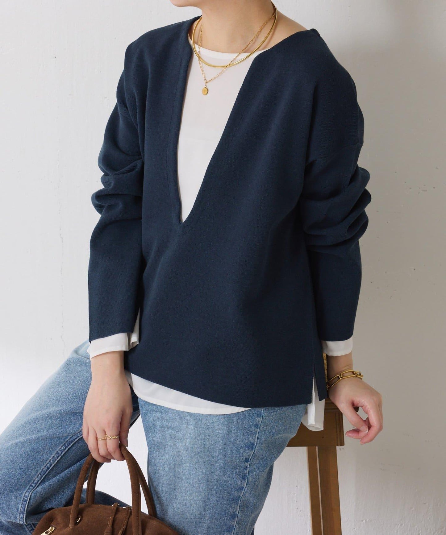 【顯瘦◎】V領巴斯克針織衫