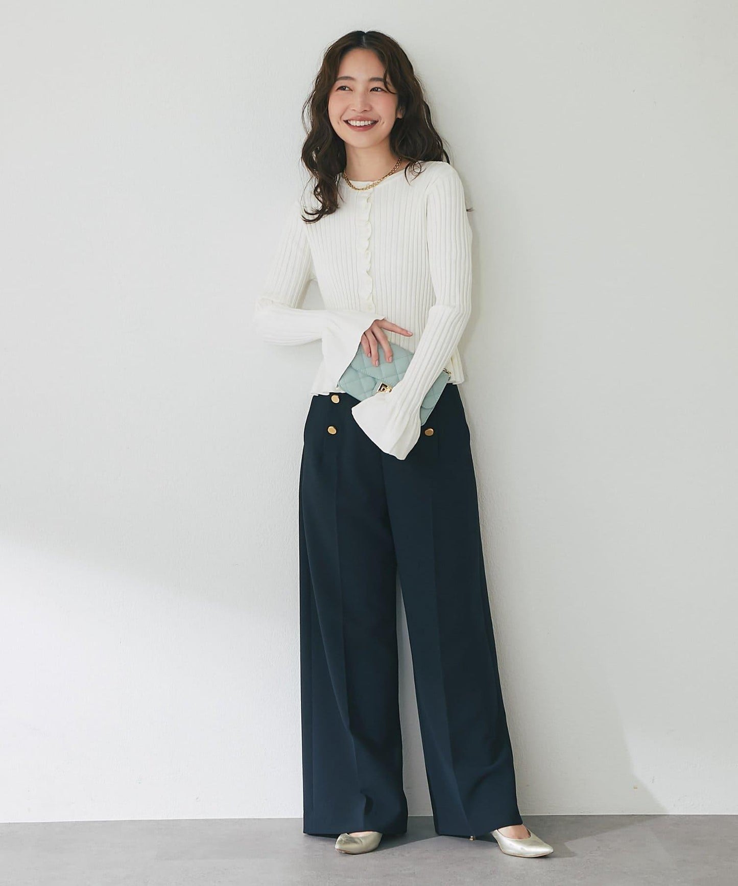 荷葉邊羅紋針織開衫